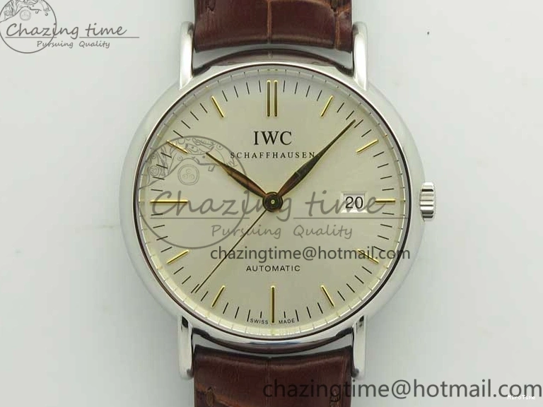 MIROTIME 0305 Portofino Automatic SS TWF 1:1 Best Edition Silver Dial Gold Markers on Brown Leather Strap A Bright 7203